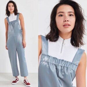 Urban Outfitters Silence + Noise Margo Satin Wide Leg Bow Jumpsuit Overalls
